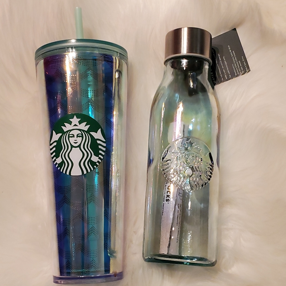 Starbucks iridescent holo tumbler and water bottle